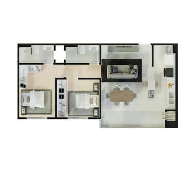 Planta Tipo - Finais 3A e 1B - Venice Brava House